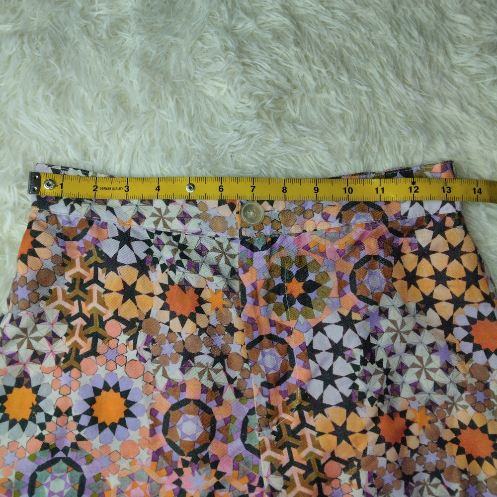 Anthropologie Geometric Orange Printed Trousers Pants Size 4 - Picture 9 of 12